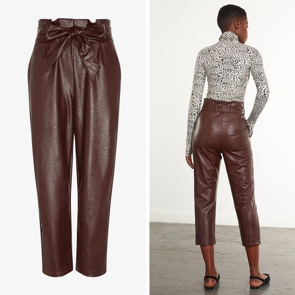 NWT - Commando - Faux Leather Paperbag Pants - Oxblood - Picture 2 of 13